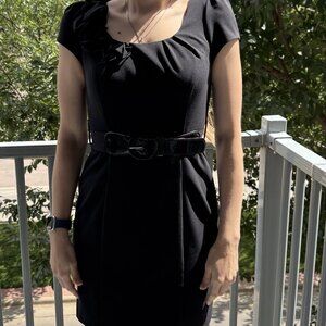 A. Byer Black Belted Dress with Rosettes,  Size 7